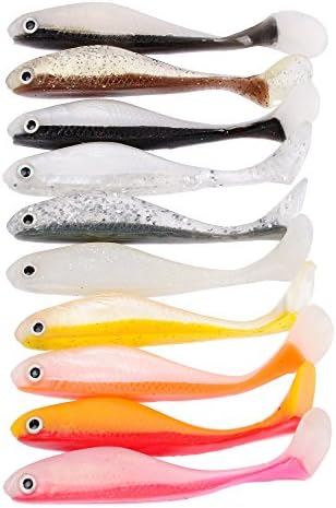 vissen Fishing Lure 3D Eyes Shad Lure Soft Silicone Bait Swimbaits Plastic Lure Pack of 10