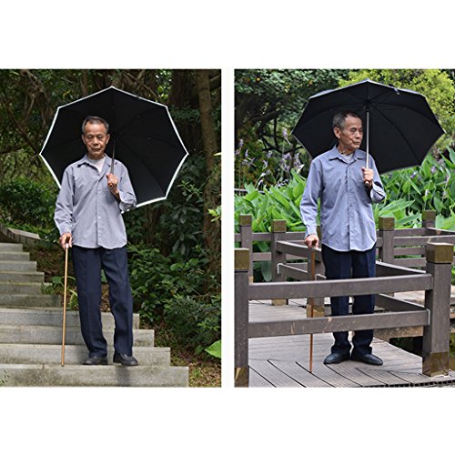 Walking Stick Umbrella Old Man Dedicated Umbrella Long Handle Clear Rain Dual Use Non-Slip Climbing Multifunction Cane Parasols (Color : Blue)