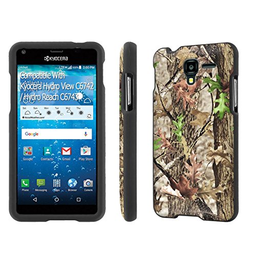 Kyocera [Hydro View] [Hydro Reach] [SlickCandy] [Black] Hard Protector Snap Designer Shell Case - [Hunter Tree Camouflage] for Kyocera Hydro View C6742 / Hydro Reach C6743