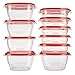 Rubbermaid TakeAlongs Assorted Food Storage Container, 5.2 and 2.9 Cup, 10 Piece Set, Red
