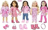 Sophia's 4 Doll Outfits & 3 Pr. of Shoes Complete Doll Clothes for American Dolls, Set of 18 Inch Doll Winter Wear Or Spring, Pink Dress, Purse, Hair Piece, 14 Piece Set