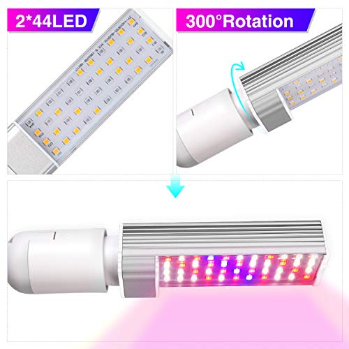 LED Grow Light for Indoor Plant, Relassy 45W Upgraded Full Spectrum Grow Lamp, Dual Head Gooseneck Plant Ligh with Replaceable Bulb,Double Switch, Professional for Seedling Growing Blooming Fruiting - Thumbnail 3