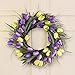 Collections Etc Purple and Yellow Tulip Floral Wreath, Outdoor and Indoor Decor