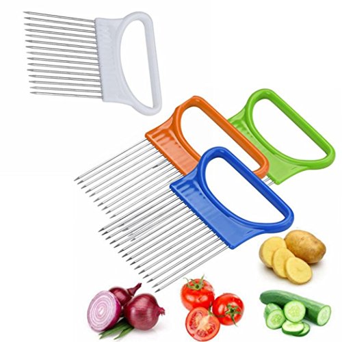 Vegetables Slicer,lovewe Tomato Onion Vegetables Slicer Cutting Aid Holder Guide Slicing Cutter Safe Fork