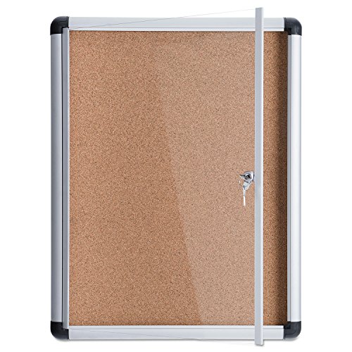 MasterVision VT630101690 Slim-Line Enclosed Cork Bulletin Board, 28 x 38, Aluminum Case