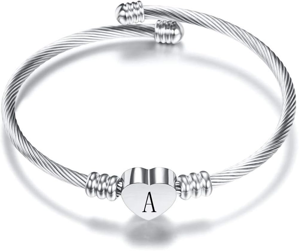 Novelty Bracelets Silver Heart Stainless Steel Heart Bracelet With