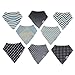 Enovoe Baby Bandana Bibs for Boys & Girls - 8 Pack - Includes Free Bonus Beanie - Newborn and Infant Unisex Cotton Drool Bibs with Snaps - Baby Shower Gifts