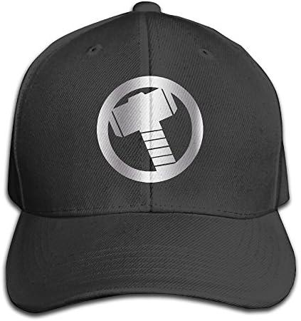 Black Thor Hammer Logo 1 Platinum Style Men's Adjustable Peaked Baseball Caps Hats