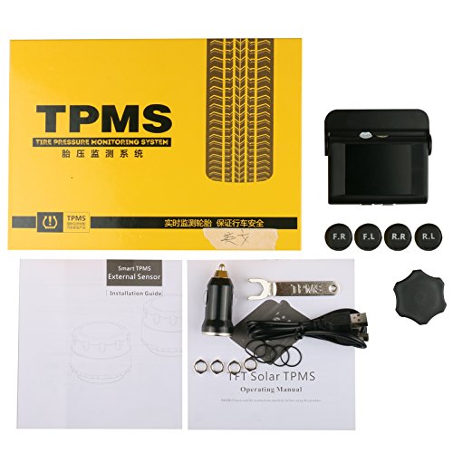 AUTOOL 2.4 Inch TFT Head Up Display Tire Pressure Monitor System TPMS Wireless Solar Digital Tire Pressure Temperature Warning Gauge w/ Car Charger +4 External Sensor(External Sensor Kit) - Thumbnail 7