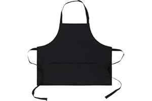 MIKI WELL Short Bib chef Apron - Waterdrop Resistant Aprons with Buckle Pockets Cooking Kitchen, Aprons for Men and Women