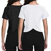 Cotton Cropped Workout Yoga Tops for Women Breathable Activewear Split Back Running Gym Shirts Athletic Clothes