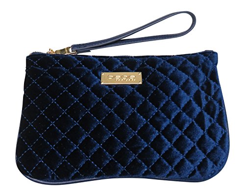 bebe Quilted Top Zip Wristlet in Danielle Design (Navy)