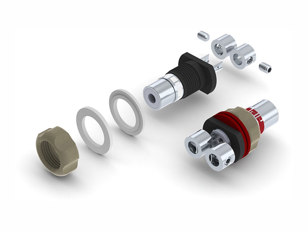 aeco RCA Jack ARJ-4045S, 2pcs/1set, Silver Plating, Vacuum bag
