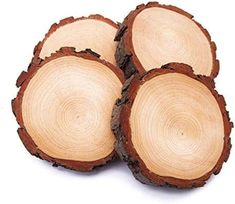 4 Packs Wood Slice 3"-6" Round Natural Wood Slices, Wedding Table DisplayWood Slab, Rustic Wedding Decor (3-4 Inch)