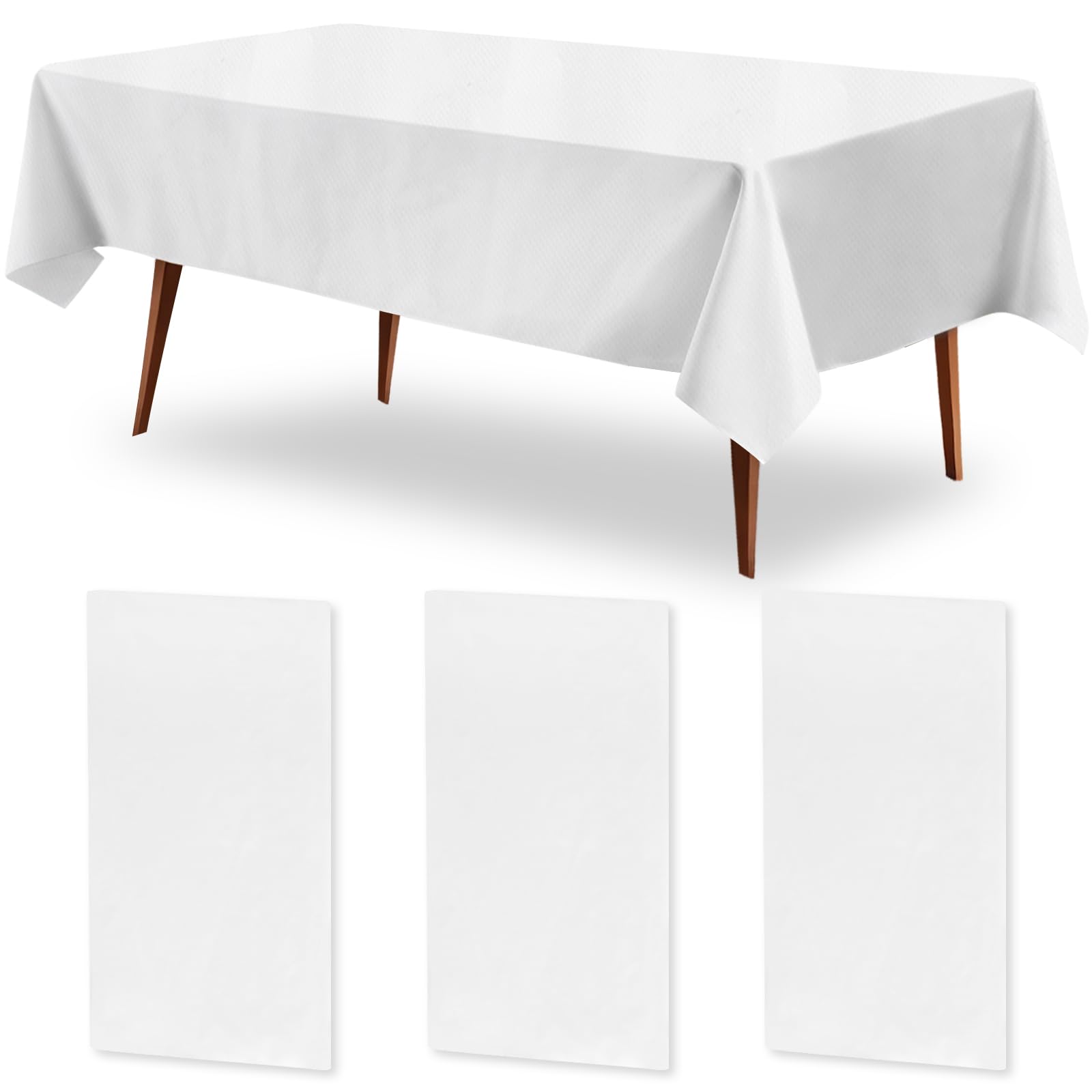 Photo 1 of TBUKEOM White Disposable Table Cloth, 2-Pack, 54 x 108 Inches, Premium Quality, Waterproof & Greaseproof, Perfect for Parties, Events, and Everyday Use