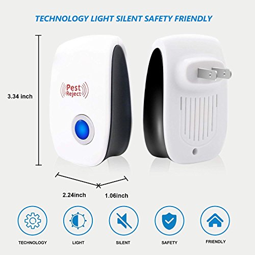 image for WahooArt 2019 Upgrated Ultrasonic Pest Repeller,Set of 6-Packs Electro