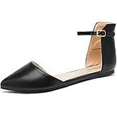 DREAM PAIRS Flapointed Women's Casual D'Orsay Pointed Plain Ballet Comfort Soft Slip On Flats Shoes