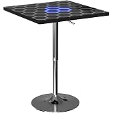HOMEMORE Bar Table LED Bar Chairs Pub Table LED Lights Cocktail Table Glowing Desktop for Indoor/Outdoor Bar, Cafe, Bistro, Dining