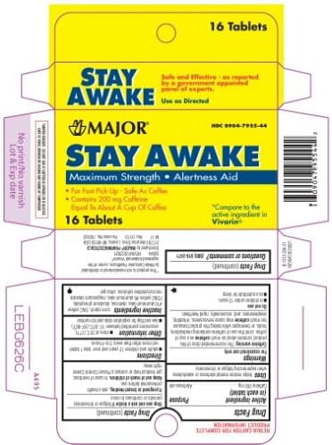 [3 PACK] STAY AWAKE® MAXIMUM STRENGTH ALERTNESS AID 200MG CAFFEINE 16CT/BOX X 3 BOXES *COMPARE TO THE SAME ACTIVE INGREDIENTS FOUND IN VIVARIN® & SAVE!*