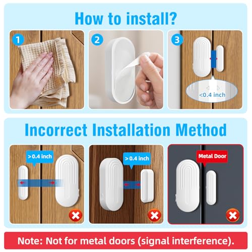 SanJie Door Sensor Chime for Door Opens, Door Entry Chime for Business/Home/Office/Store,500 FT Range,26 Chimes 5 Adjustable Volume Door Ringer Alert Alarm 1 Receiver +1 Sensor