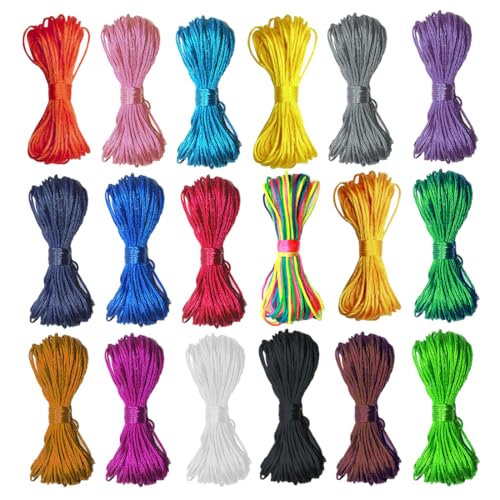 Rattail Satin Cord Nylon Silk Cord Nylon Cord 1.5mm for Friendship Bracelet Chinese Knotting Cord Kumihimo Chinese Knot Craft 180 Meters