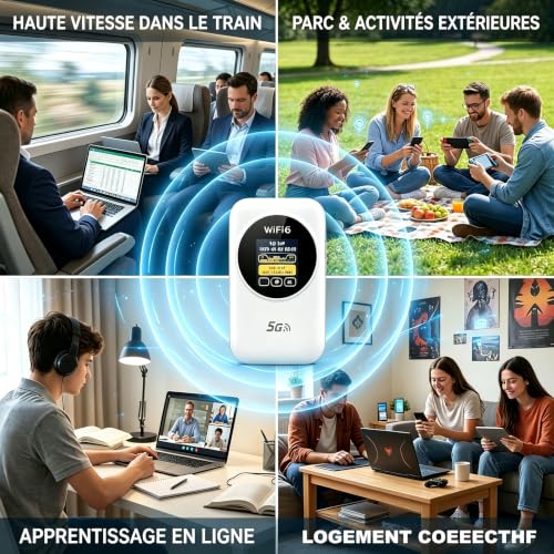 Unlocked 5G Portable WiFi 6 Router with SIM Slot, 5G/4G+ High Speed Mobile Internet Modem, Connect Up to 30 Devices, Ideal for Travel and Home Work