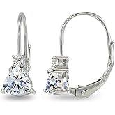 Sterling Silver Trillion-Cut Leverback Drop Earrings Made with AAA Cubic Zirconia