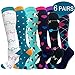 6 Pairs Compression Socks for Women & Men 15-20mmHg Graduated Support Knee High Socks for Nurses, Travel, Athletic