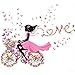 SWORNA Nature Series SN049 Flower Butterfly Girl on Bicycle Removable Vinyl DIY Wall Art Mural Sticker Decal Decor for Living Room/Bedroom/Playroom/Hallway/Kindergarten/Home Office/School 28