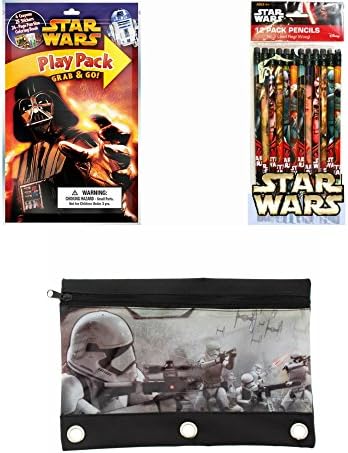 Star Wars Back to School 37 Pc Stationery Set - Darth Vader Play Pack Grab &amp; Go with Crayons, Stickers, &amp; Coloring Book; Storm Trooper Pencil Pouch Case; and Pack of Pencils