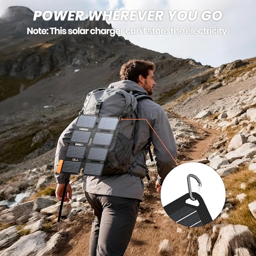 FlexSolar 25W Pocket Folding Solar Panel, Portable Solar Charger with E Film and USB-A and USB-C for Power Stations, Smartphones, Tablets, Power Banks, Camping and Emergencies