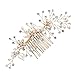 FAYBOX Vintage Gold Twig Crystal Pearl Side Combs Bridal Headpiece Wedding Accessories B
