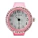 Pink Womens Crystal Quartz Finger Ring Watch with Gift Box