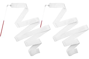 HiUnicorn 2PCS White Dance Ribbons for Cristiana Praise Church Dance Streamers, Ribbon Dancer Wands for Kids Party Favors Gymnastics Ballerina Birthday Party Decoration