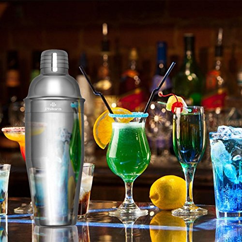 Philorn Cocktailshaker Set 304 Edelstahl Bar Cocktailset 5-teilig Professioneller 750ml Cocktail Shaker Mixer… – Bild 8