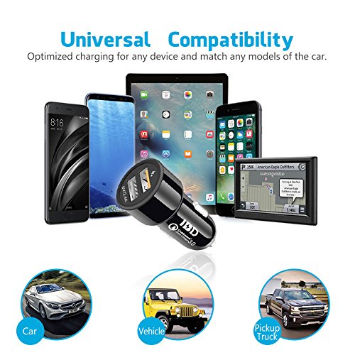 IBD Car Charger with Micro Cable, Dual USB Car Charger for Android Phone, 5V/2.4A Port and USB 3.0 Port Power Adapter Powerdrive