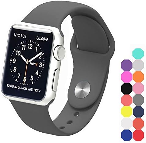 XIYA Soft Silicone Replacement Sport Band for Apple Watch for 2 Lengths, Gray,42mm