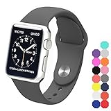 XIYA Soft Silicone Replacement Sport Band for Apple Watch for 2 Lengths, Gray,42mm
