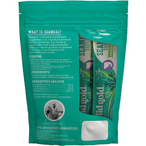 SeaMeal Squeeze Tuna Lickable Cat Treats with Seaweed for Skin & Coat Wet Cat Treats with