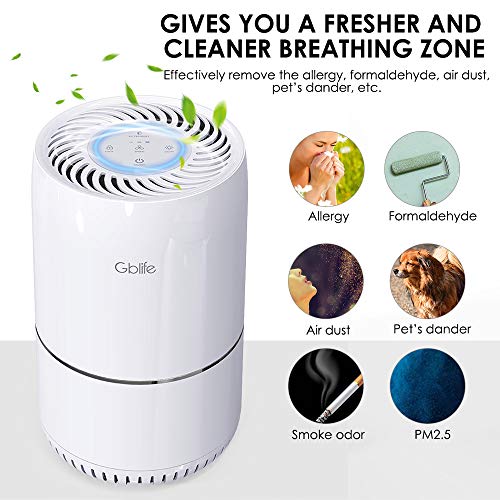GBlife Air Purifiers for Home Bedroom and Office, True HEPA Filter Small Room Air Cleaner for
