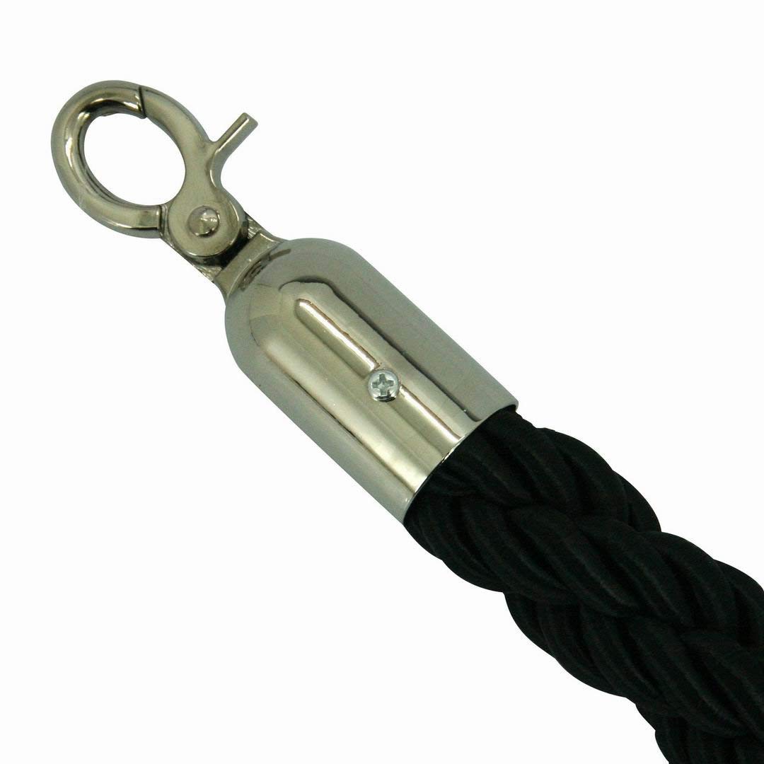 1.5m Twisted Barrier Rope Black/Chrome,Divider Crowd Control Stanchion for Hotel/Bank/Hospital/Playground/Other Public Areas（Black）