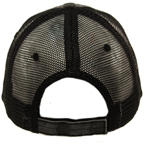 Unisex Distressed Low Profile Trucker Mesh Summer Baseball Sun Cap Hat Black