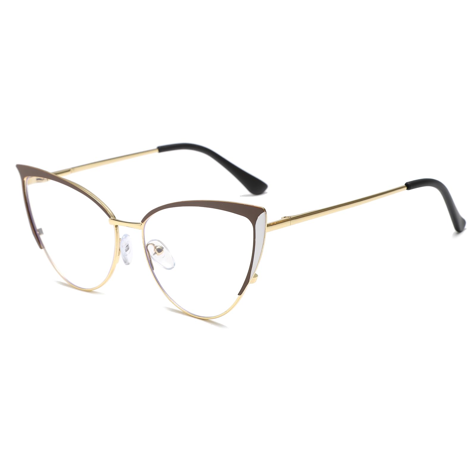LJCZKA Cat Eye Blue Light Glasses Womens, Anti Blue Light Computer Glasses Metal Frame Clear for Anti Fatigue and Eyestrain — image 1