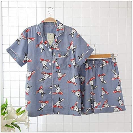 Euochengqus Japanese Simple Short Pyjamas Women 100% Cotton Short Sleeves Ladies Pajama Sets