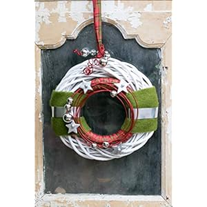 HIKO-EVENTDEKO Doppelkranz Wandkranz Nr.31 Türkranz 30 cm mit Filz grün rot modern Türdeko Winter Weihnachten Türdeko…