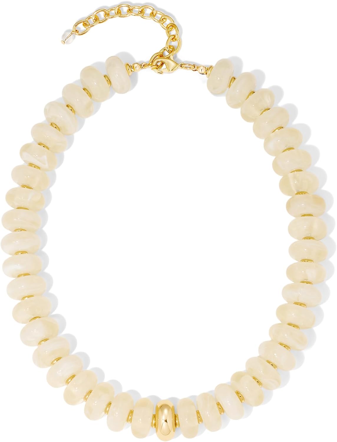 FAUTHENTICUTE Mothers Day Gifts Chunky Beaded Choker Necklace for Women Statement Necklace with Gold Accent Adjustable Beach Summer Jewelry Trendy Boho Necklaces in Multiple Colors y2k Jewelry