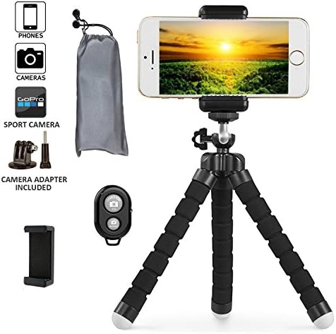 Phone Tripod, Transcend11 iPhone Tripod Flexible Phone Stand with Remote Shutter Universal Clip Mini Tripod for iPhone Android Phone Digital Camera GoPro Hero