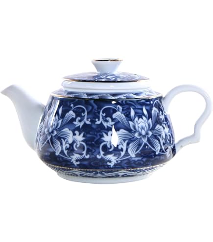 Ceramic Tea Set Blue and White Set of 3