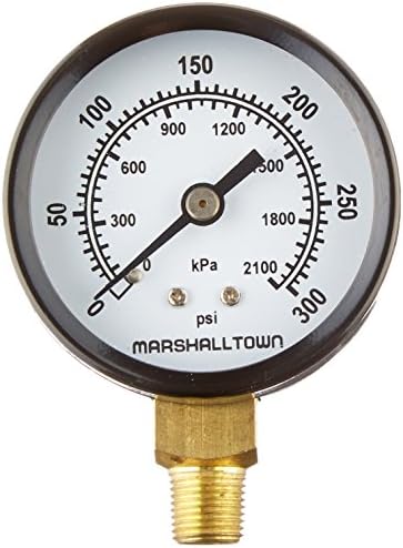 Marsh Bellofram GG20300L8 Marshalltown Value Series Gauge, 2", Left Mount, 1/8" NPT, 0-300 PSI