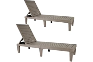 BTEXPERT Set of 2,Foldable Patio Chaise Outdoor Lounge Chair Folding Sun Bed Patio Lounger Reclining Couch Adjustable Backrest for Pool Beach Deck Sunbathing Waterproof Tuape Light Brown